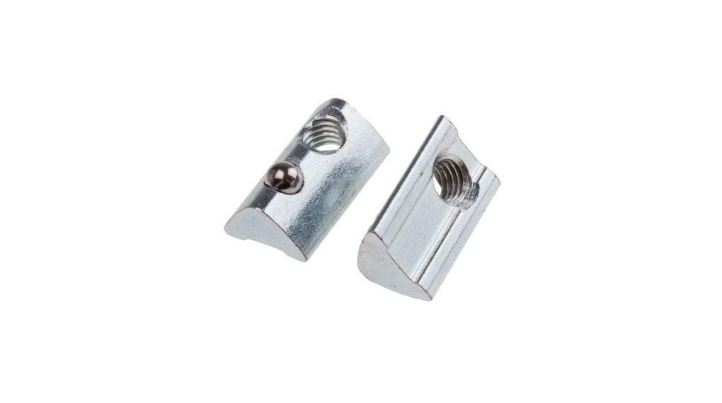 Innrullbar T-spormutter, 10,5 x 6,3 mm, M5, 17mm, Stål, Pakke med 10 stykk